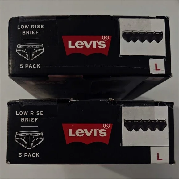 NEW Levi's Low Rise Briefs Cotton Underwear L Large 2 sets of 5-Pack Black NWT - Picture 3 of 7